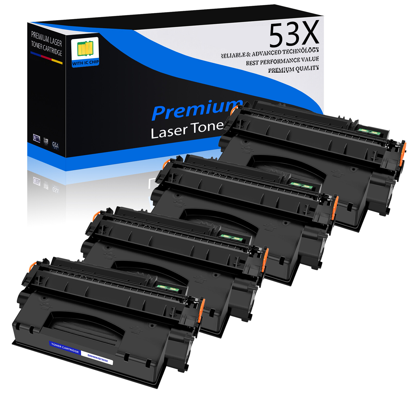 4PK Q7553X 53X Toner Cartridge Fit for HP LaserJet M2727 M2727nf M2727nfs MFP