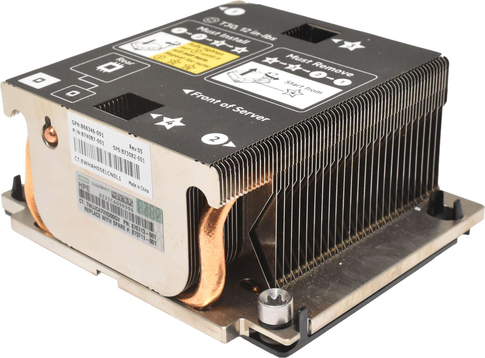 HP CPU Heatsink / Cooler for Synergy 480/660 G10 Rear 868346-001 874087-001