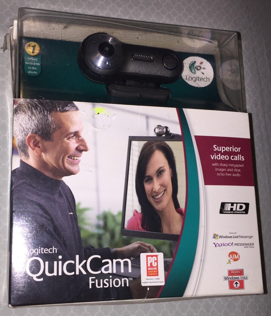 Logitech QuickCam Fusion USB Webcam Camera, With Microphone, Privacy Cap Cover