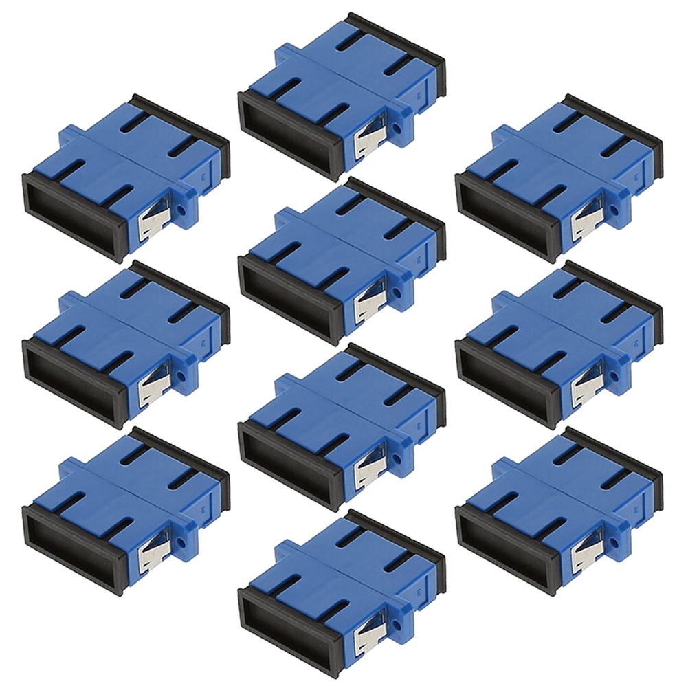 10x SC to SC Duplex Multimode Flange Fiber Optic Coupler Adapter Connector Blue