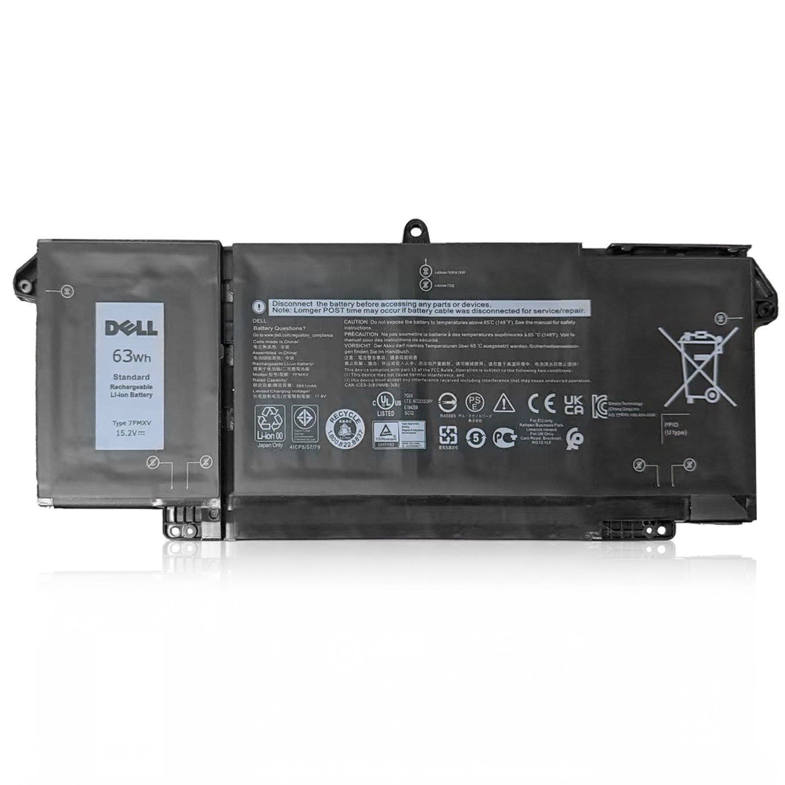 OEM GENUINE OEM Dell Latitude 5320 7320 7420 7520 63Wh Battery 7FMXV 4M1JN TN2GY