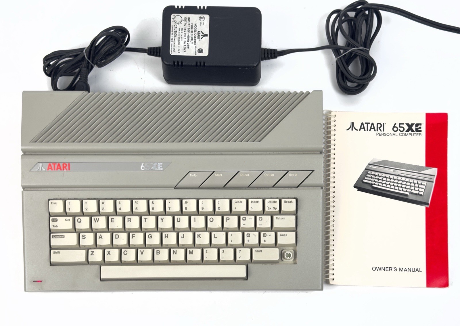Vintage Atari 65XE Computer with Power Supply - Tested - MISSING KEY