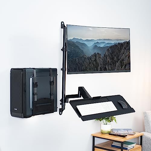 VIVO Black Clamp-on Monitor & Keyboard Tray Desk Mount, STAND-SIT1BW