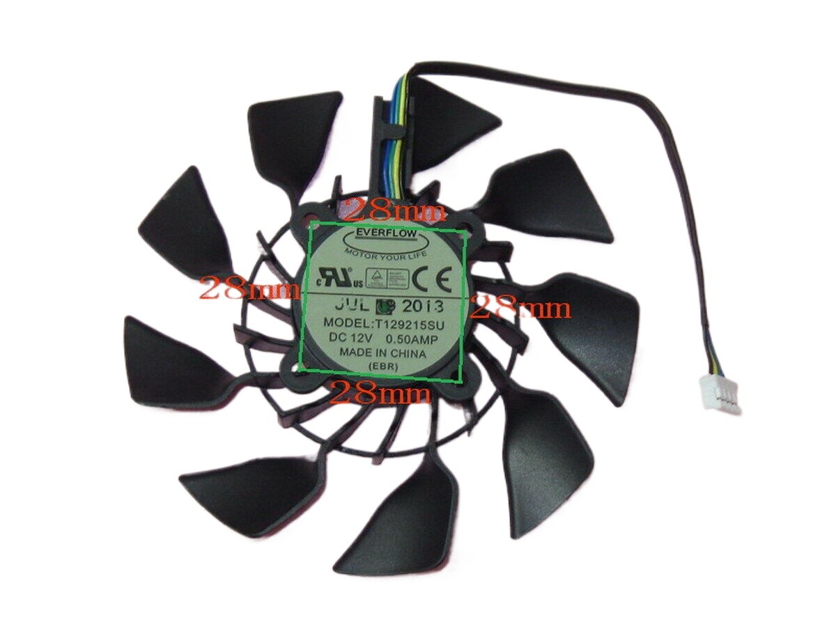 95mm ASUS GTX780 TI R9 280X 290 290X Single Fan Replacement T129215SU 4Pin 