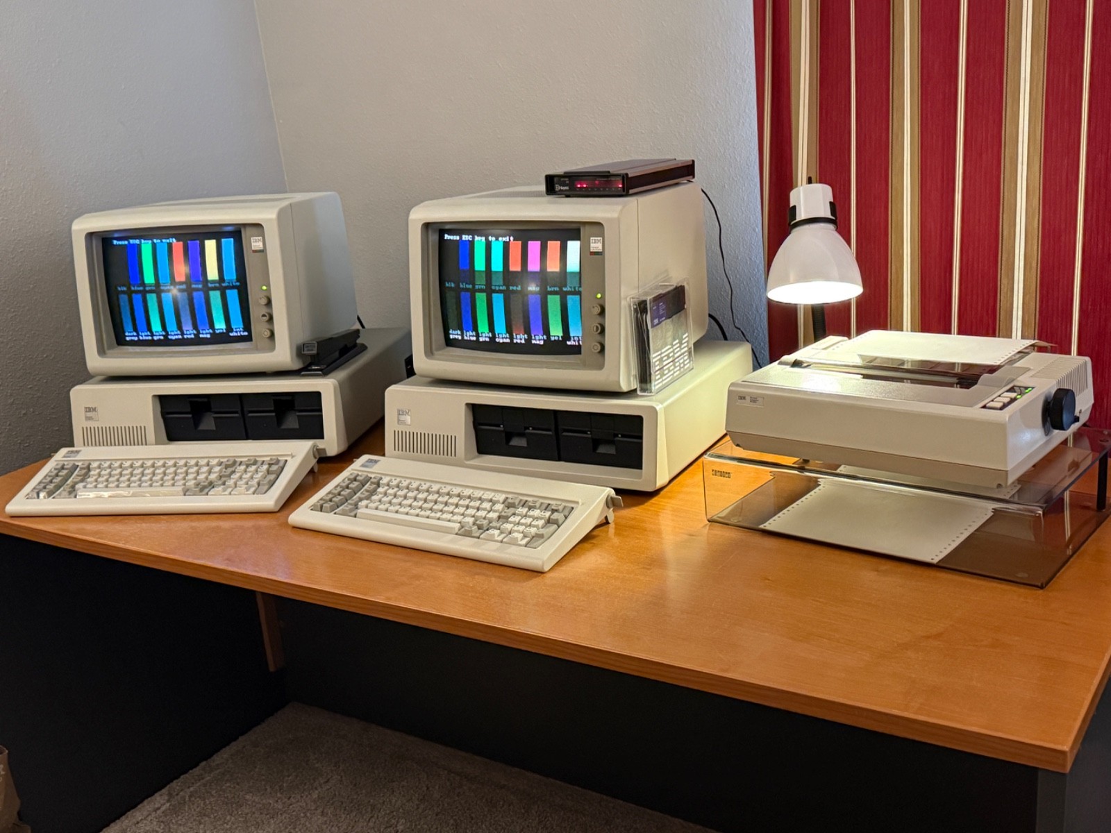 Two Recapped IBM Enhanced Color Display 5154 EGA CRT Monitors