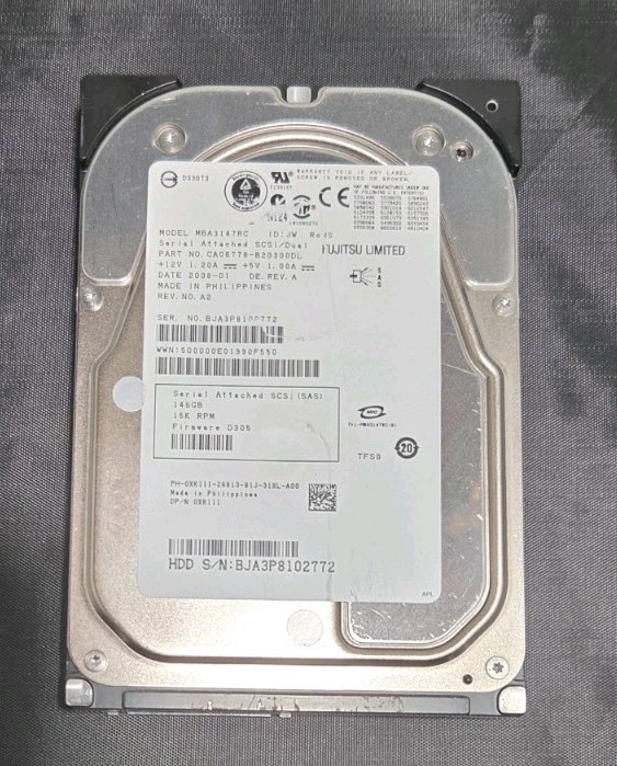 Fujitsu MBA3147RC 147GB 15K RPM 3.5" SAS Enterprise Hard Drive - Tested Healthy