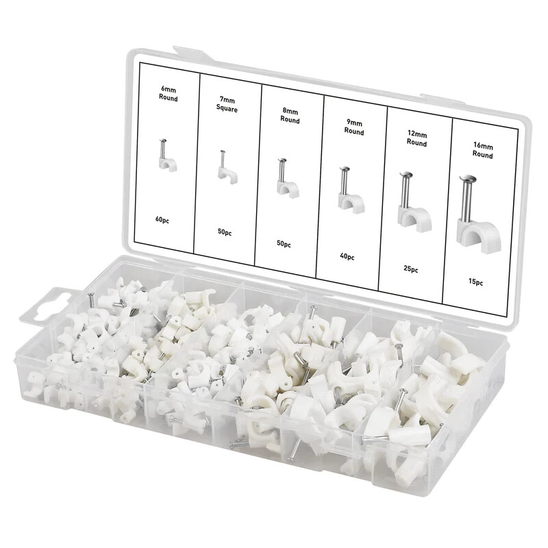 240 PC Round Cable Clips With Nail  Cord Holder Wall Mounting Clip Tacks