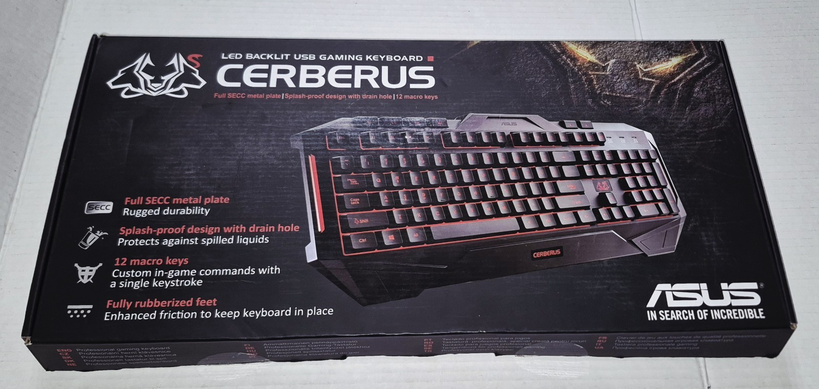 ASUS CERBERUS LED Backlit USB Gaming Keyboard 90YH00R1-B2UA00 OPEN BOX