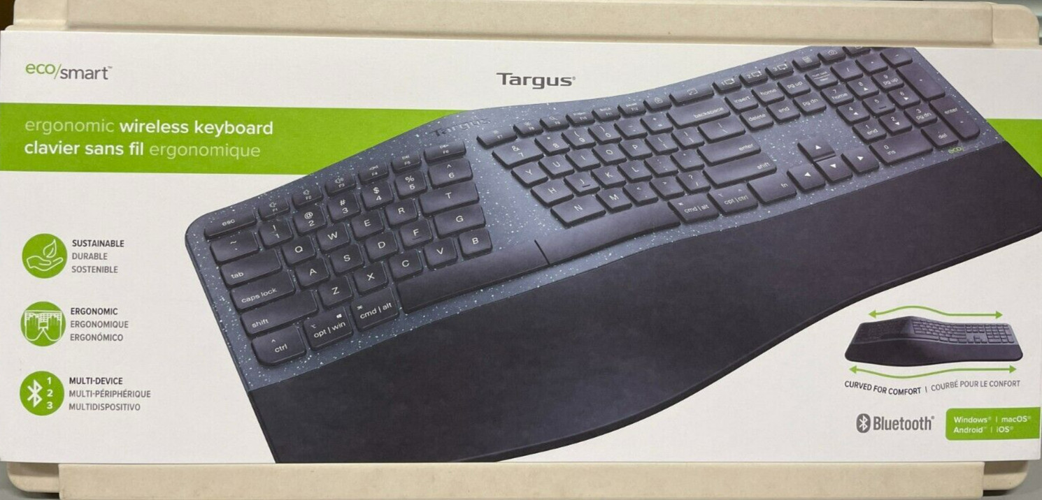 Targus - AKB871US - Sustainable Ergonomic EcoSmart Keyboard - Black