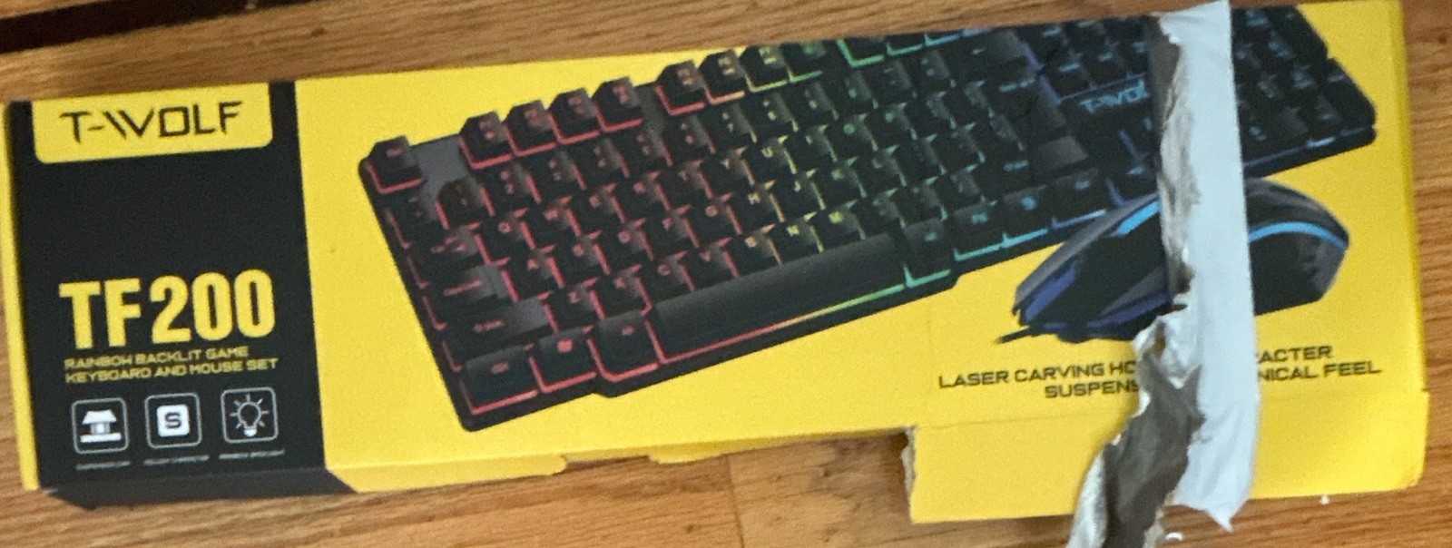 T-Wolf TF200 Gaming Keyboard and Mouse Combo Set RGB, Black, damaged box