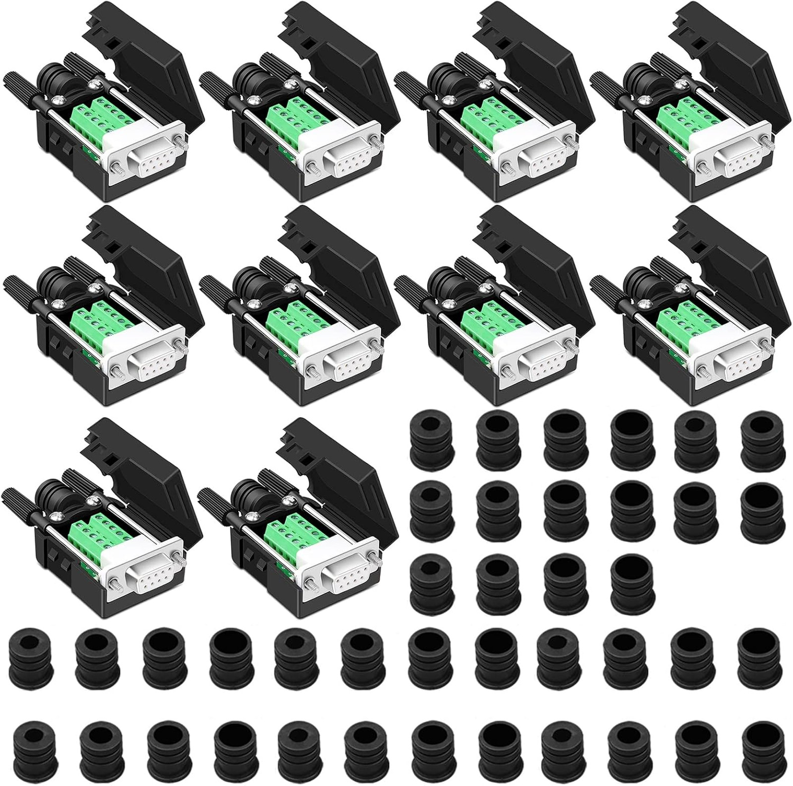 10PCS DB9 Solderless Serial to 9 pin Terminal Female Breakout