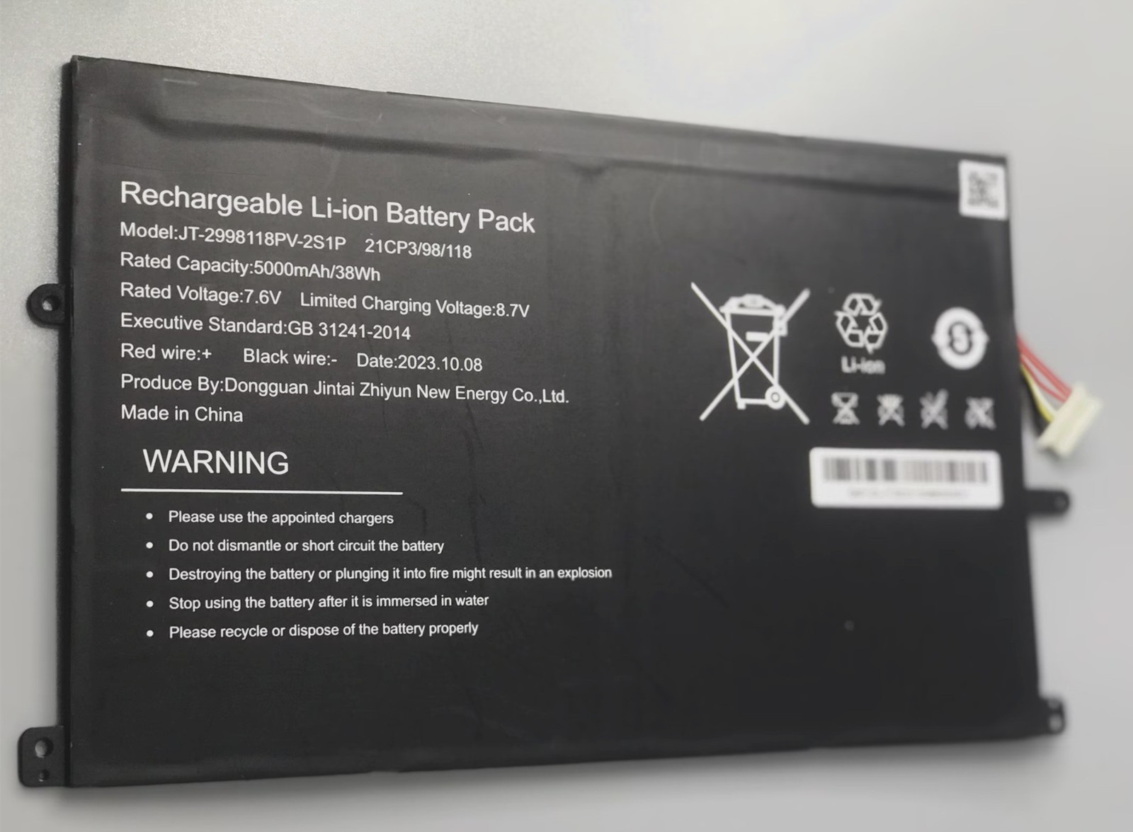 New 5000mAh 38Wh 7.6V Replacement Battery JT-2998118PV-2S1P