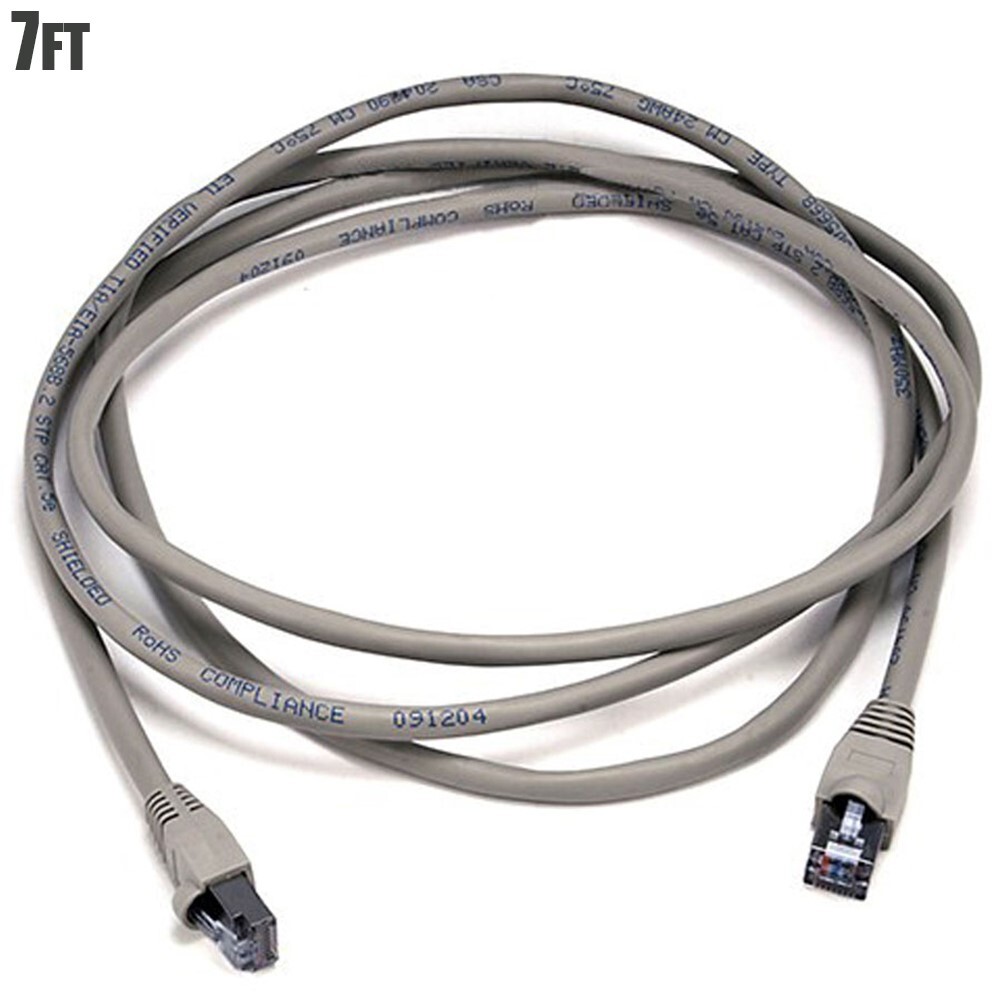7FT - 50FT Cat5e RJ45 Network LAN Ethernet STP Cable Shielded Copper Wire Gray