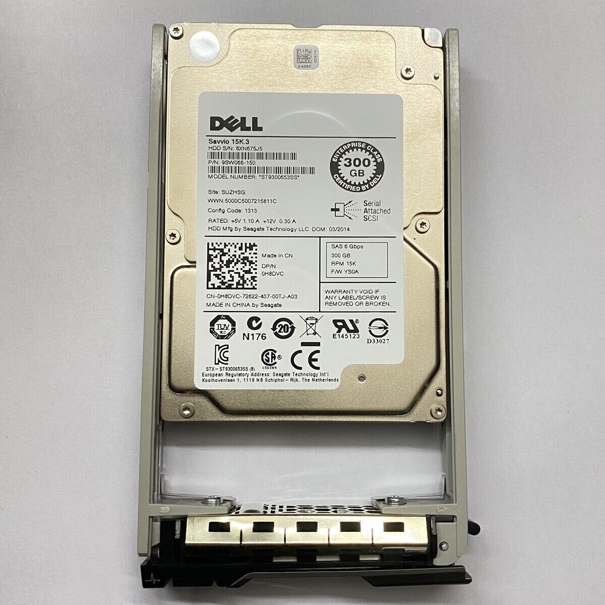 0H8DVC FOR Dell ST9300653SS 300GB 15K RPM 6Gb/s 64MB SAS 2.5" HDD Hard Drive
