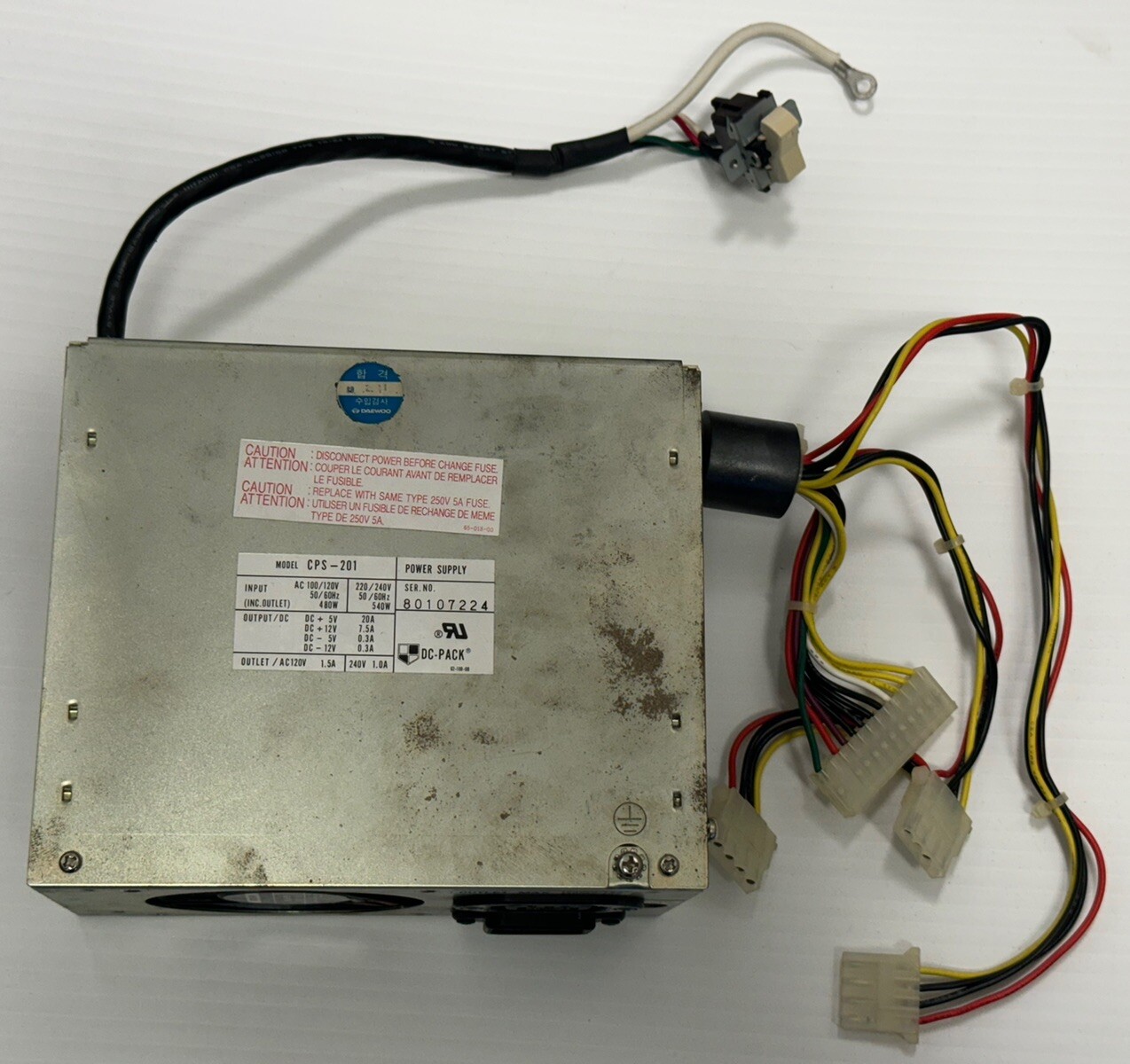 ⚡️💻 Vintage DC-PACK DAEWOO MODEL CPS-201 POWER SUPPLY 480W