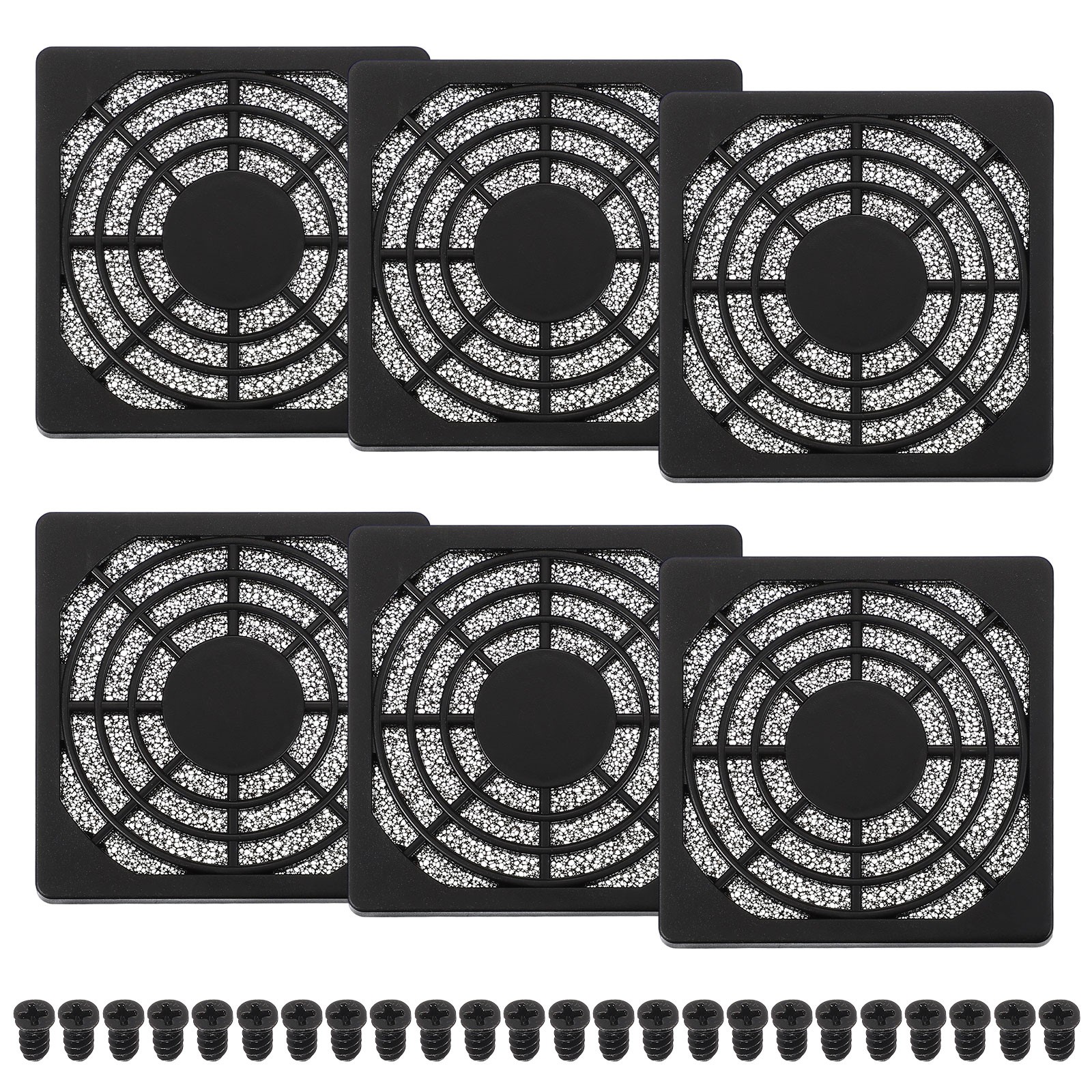 6 Pcs 60mm Black Fan Filter Grill Plastic Ventilation Grill Cover for Industry