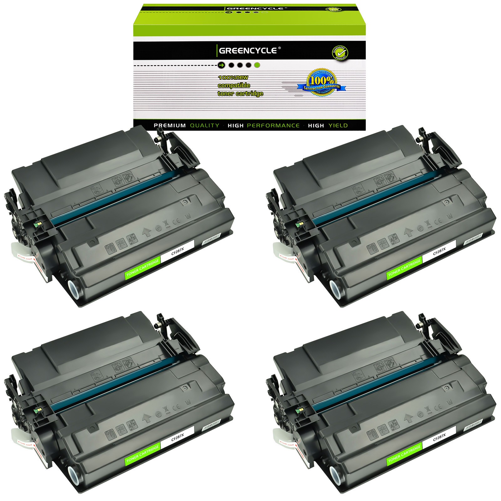 GREENCYCLE 4PK Toner Compatible with HP 87X CF287X LaserJet Pro M501n Enterprise