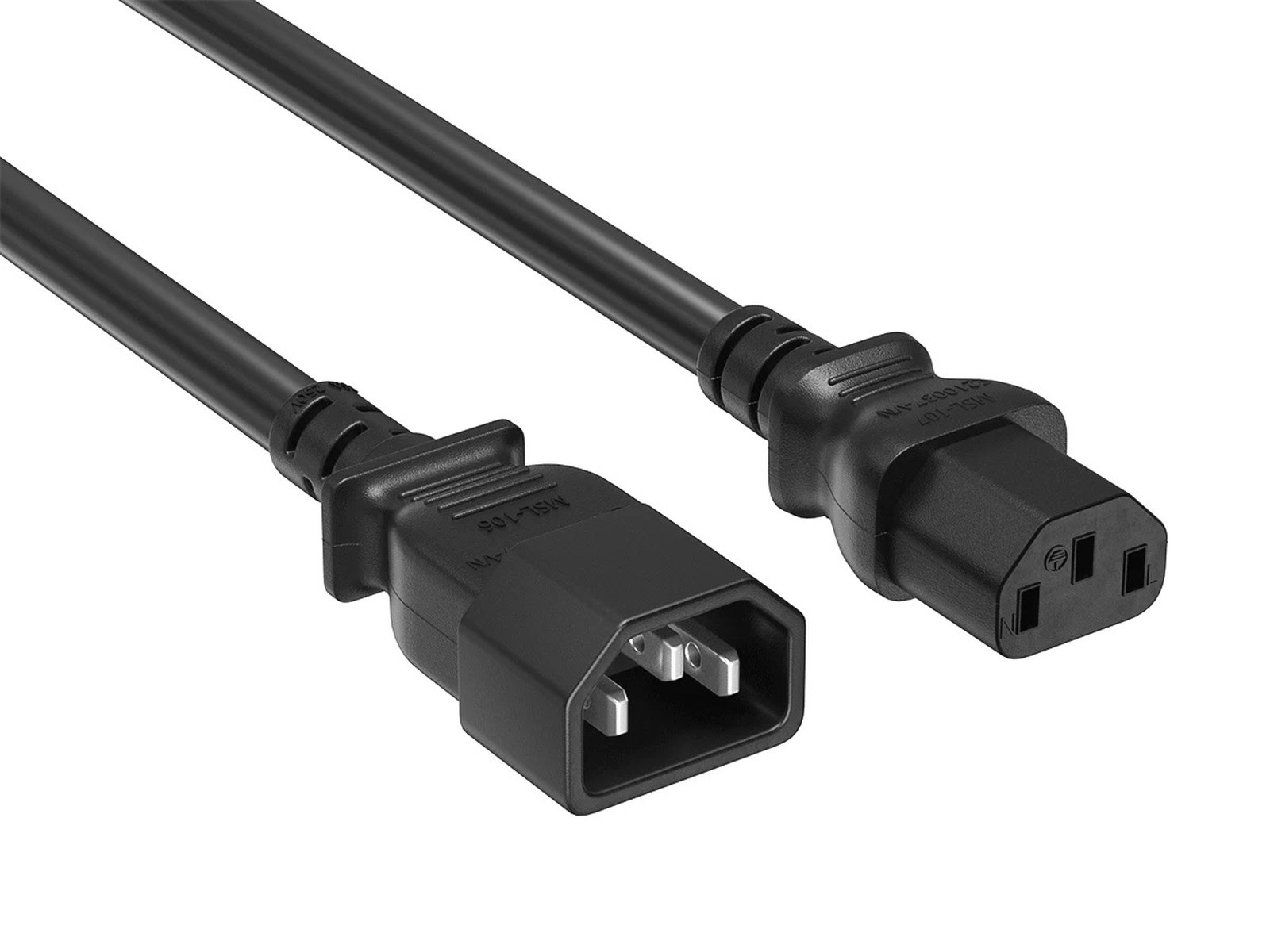 *LOT OF 2* 5ft (1.5m) C13 to C14 Server Power Extension Cord 14AWG 15A IEC-320