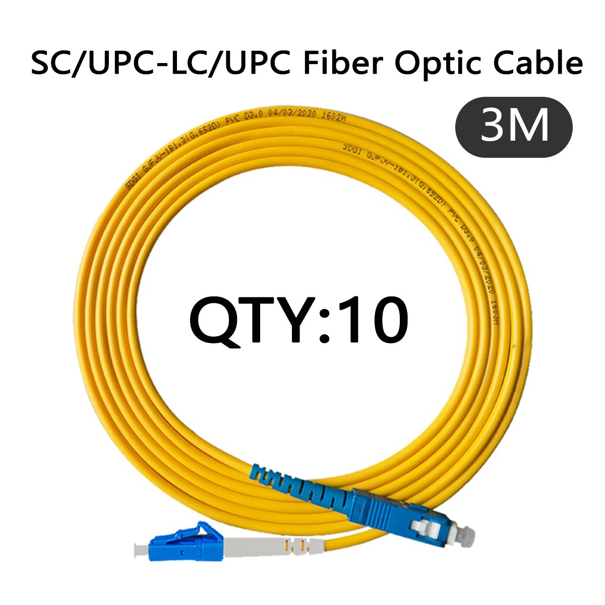 2/3/5/10pcs Fiber Patch Cord SC/UPC-LC/UPC 3M 2.0mm FTTH Simplex Mode