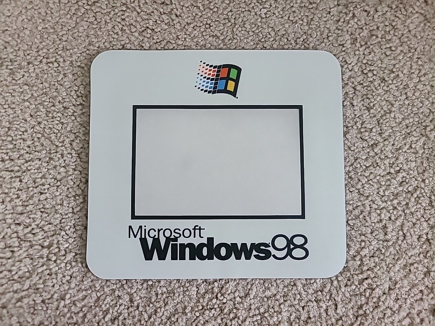 Vintage Microsoft Windows 98 Mouse Pad with slotted customizable window