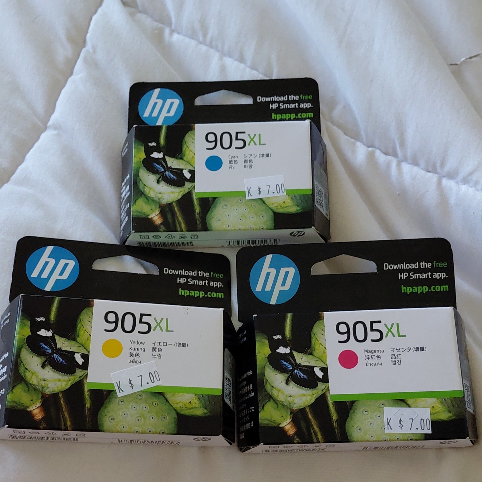 HP 905XL Genuine Original Inkjet Ink Cartridges CMY Trio Exp Jul 2027