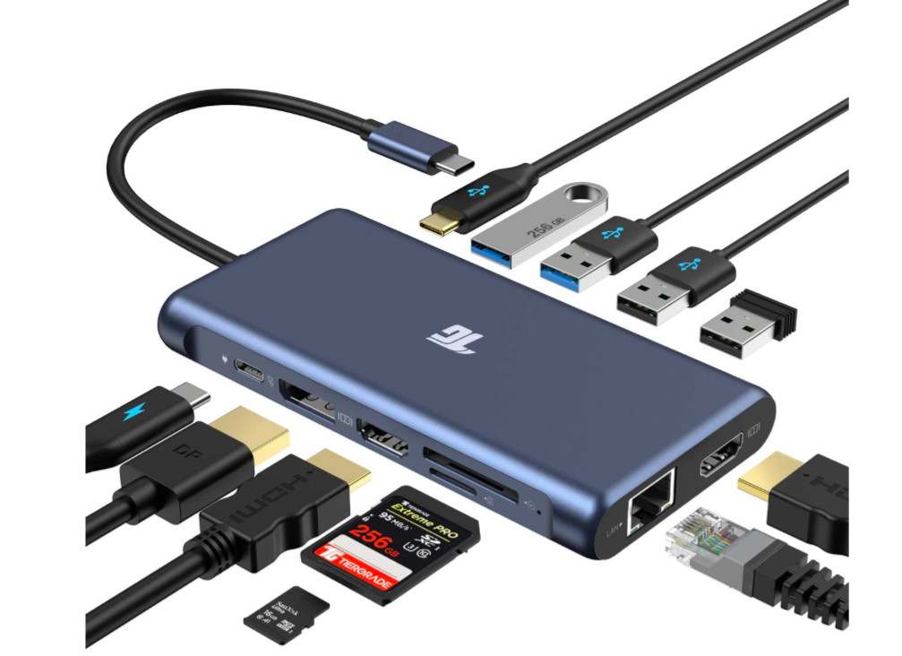 USB C Hub, USB C Adapter, Tiergrade 10 in 1 Type C Adapter,USB-C PD 3.0 with 4K 