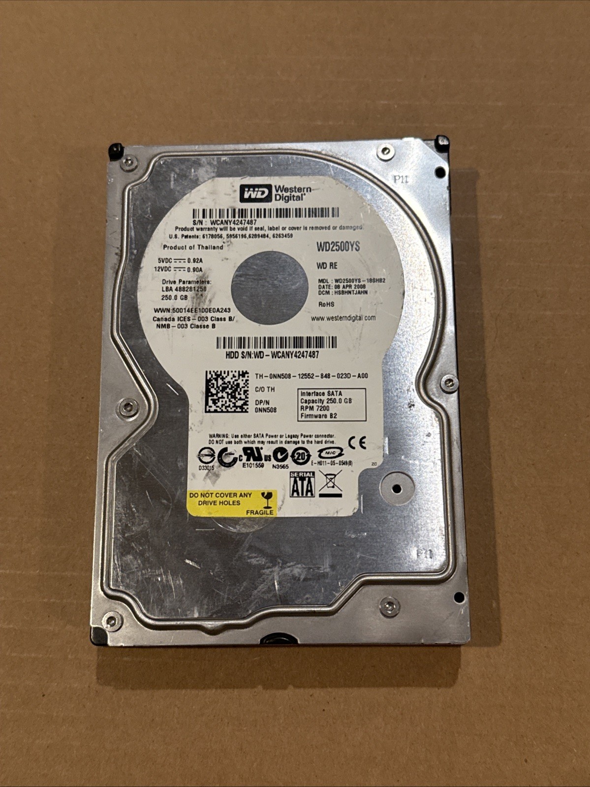 WESTERN DIGITAL CAVIAR 250GB SATA DRIVE - WD2500YS - 18SHB2