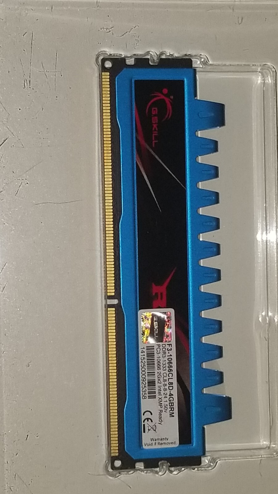 1 X 2GB stick of F3-10666CL8D-4GBRM Ripjaws DDR3-1333 CL8-8-8 1`.50V 4GB