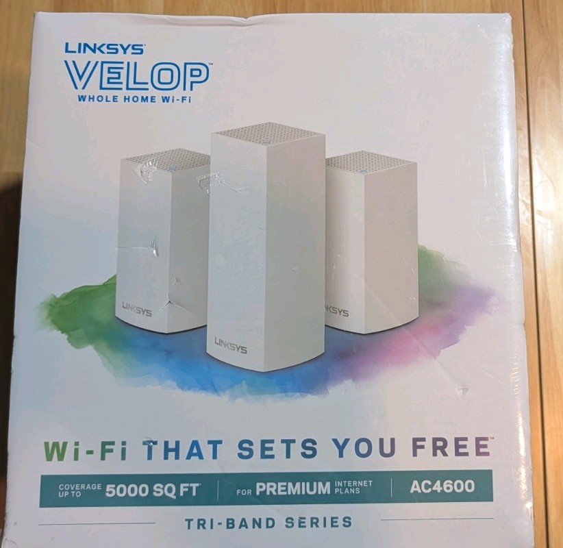 Brand New Linksys Velop AC4600 Mesh Wi-Fi System VLP0203-BF 3 Pack