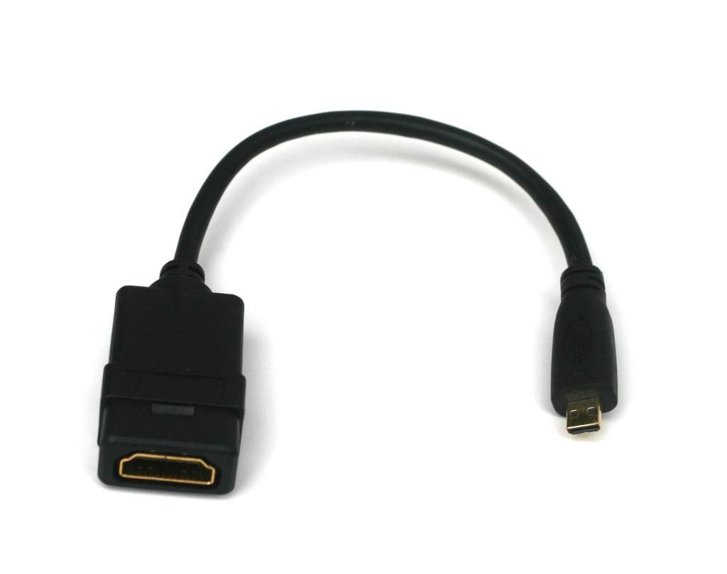 Micro HDMI Type-D Male to HDMI Type-A Female Adapter cable 8 inch 1.4 Premium