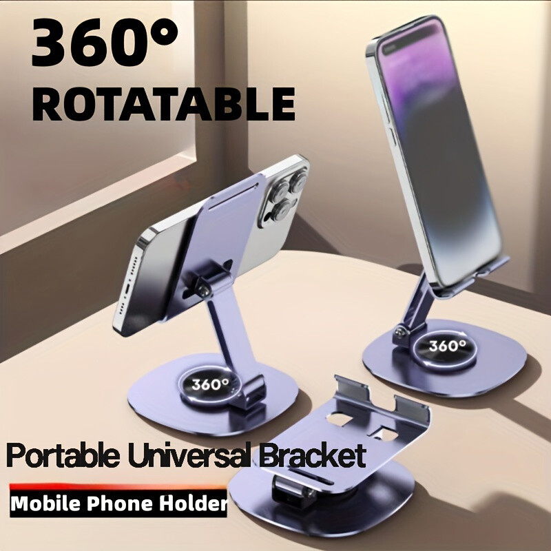 360° Rotatable Aluminum Alloy Phone Stand, Adjustable Height & Angle, Waterproo