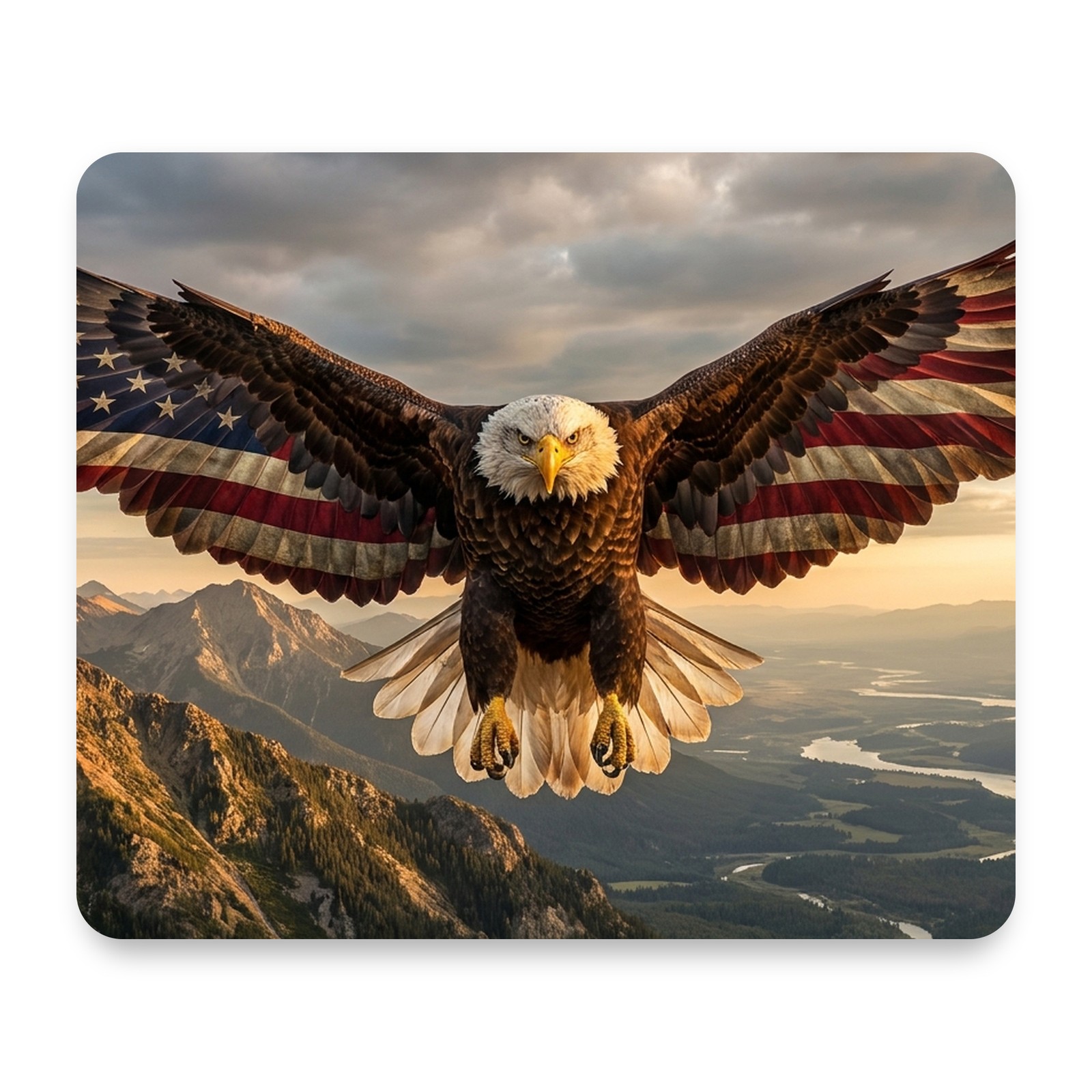 American Eagle with Flag Wings Mouse Pad 9.25x7.75 Non-Slip Desk Mat