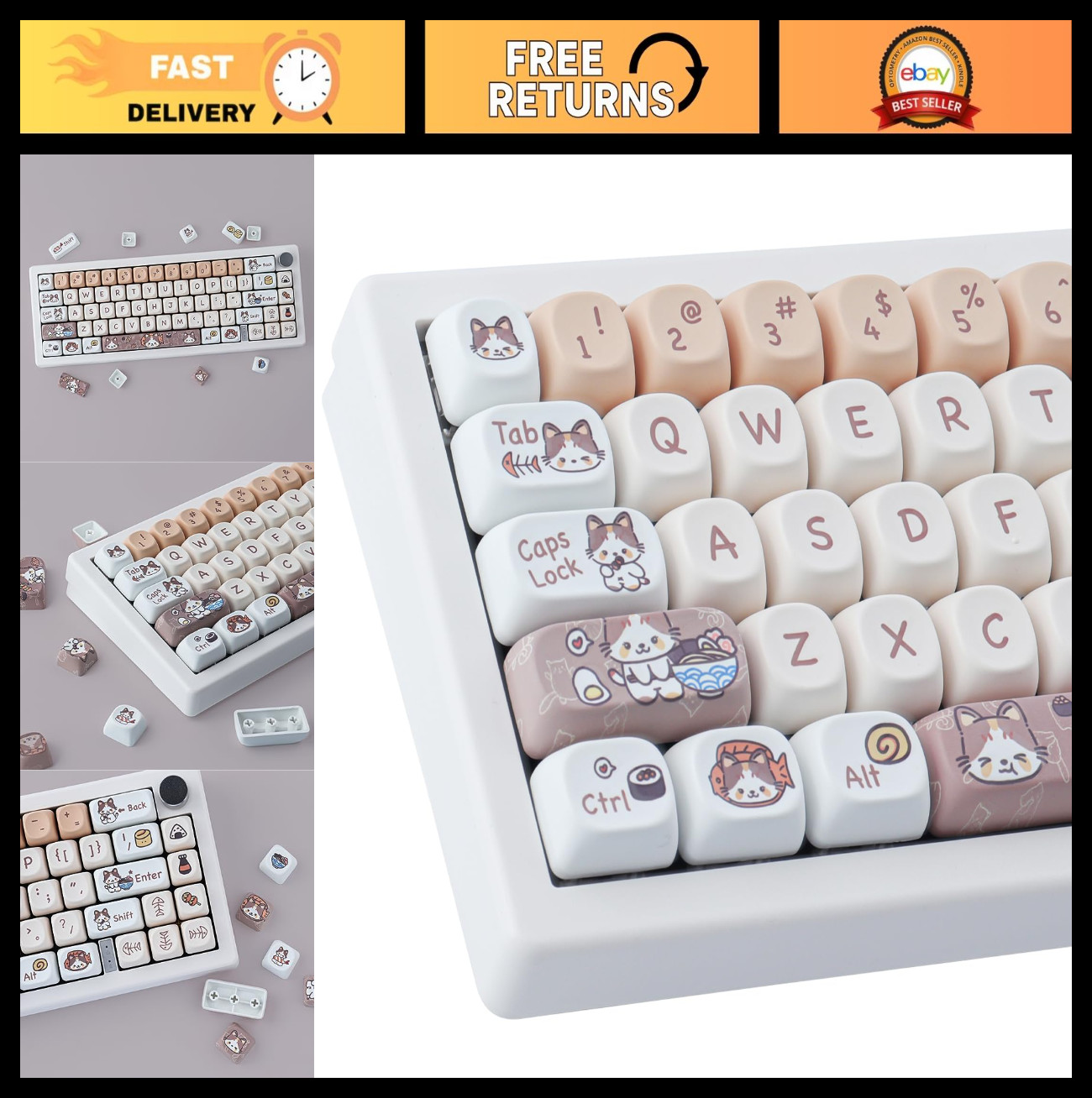 PBT Keycaps 143 Keys Cute Keycaps Kitty-cat Keycaps Set