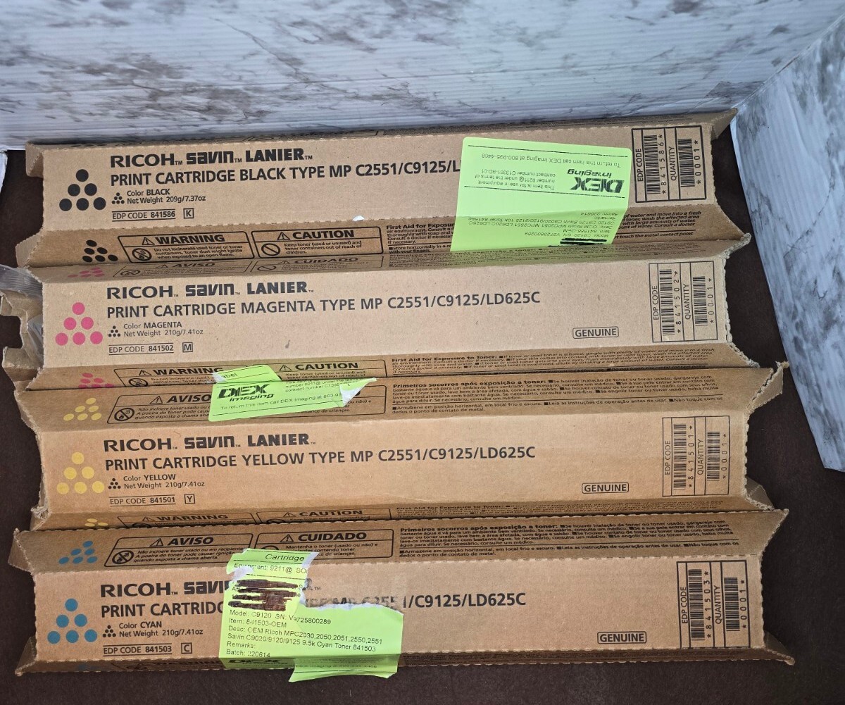 4 Pack Ricoh Savin Lanier Toner C2551 Magenta Black Yellow Cyan Set Sealed