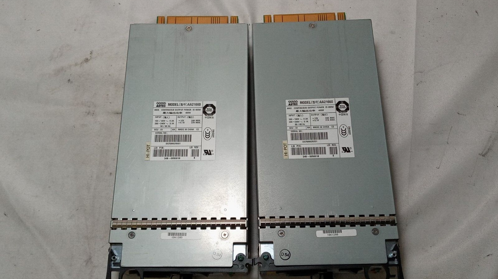 Lot of 2x SUN Server Astec AA21660 400W Server Power Supply 19K1289