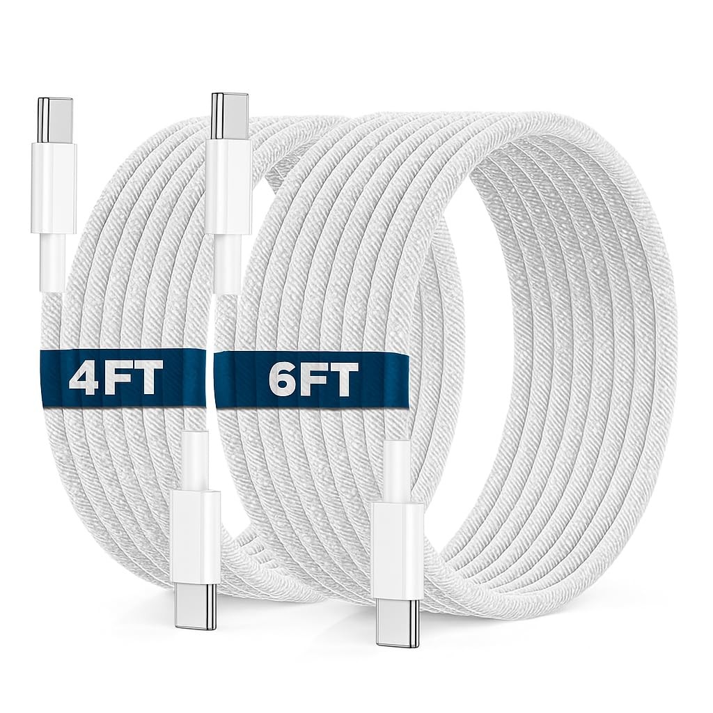 2Pack iPhone 17 16 15 Charger Cord, 1.2M+2M for 17e 17 17 Pro 2 meters