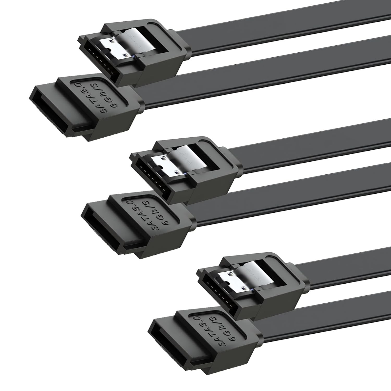 SATA Cable III for SSD HDD Data,3 PCS 6Gbps Straight Angle 15 Inch Sata