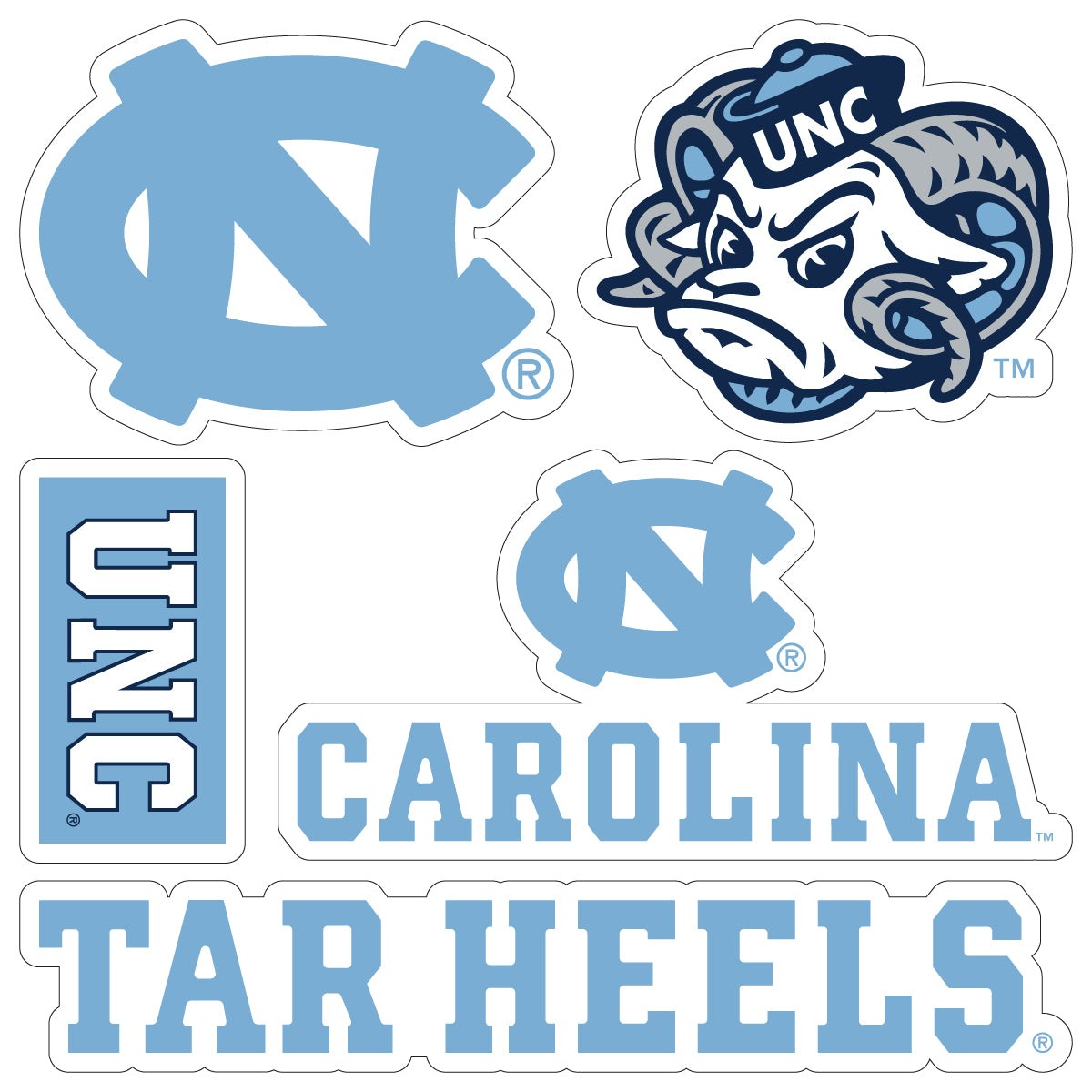 UNC Tar Heels Sticker Multipack - College Spirit Set