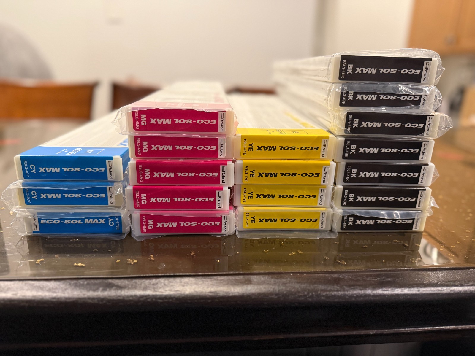 Lot of 19 Genuine 440cc Roland Eco-Sol Max Ink Empty Cartridges used ESL3 CMYK