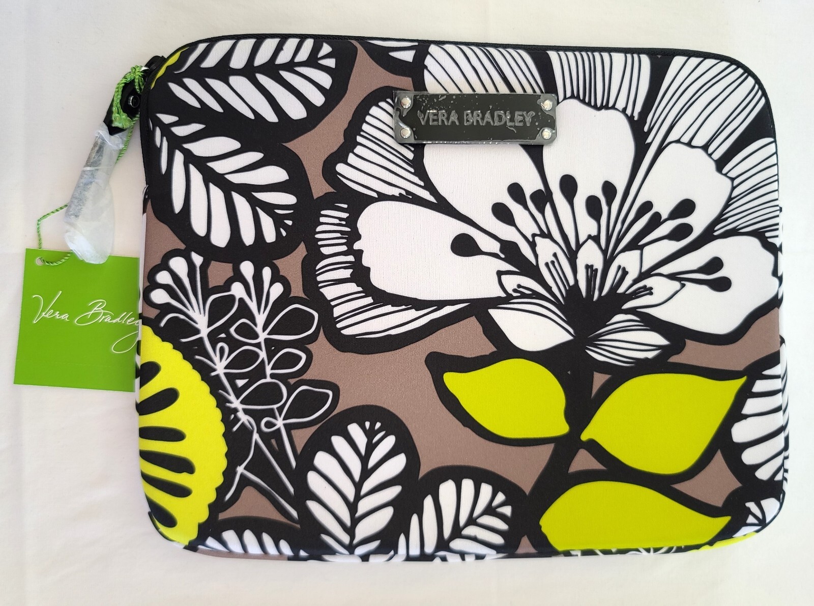 Vera Bradley Citron Neoprene Tablet eReader Sleeve 10x8 Padded Zipper N28