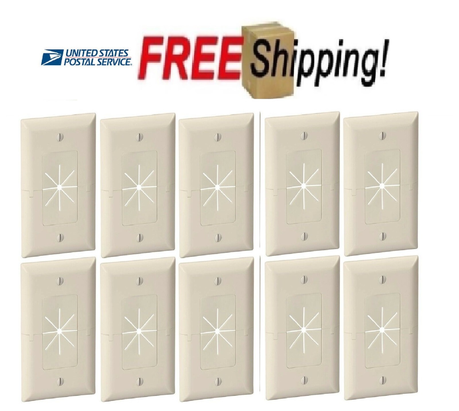 Split Wall Plate With Flexible Opening Almond-Beige Qty 10 NEW