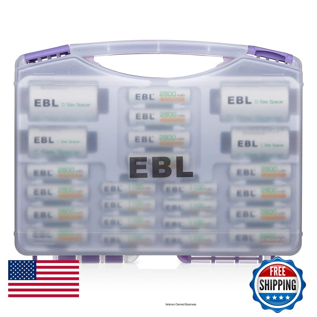 EBL Purple Super Power Battery Box, NI-MH Rechargeable Batteries