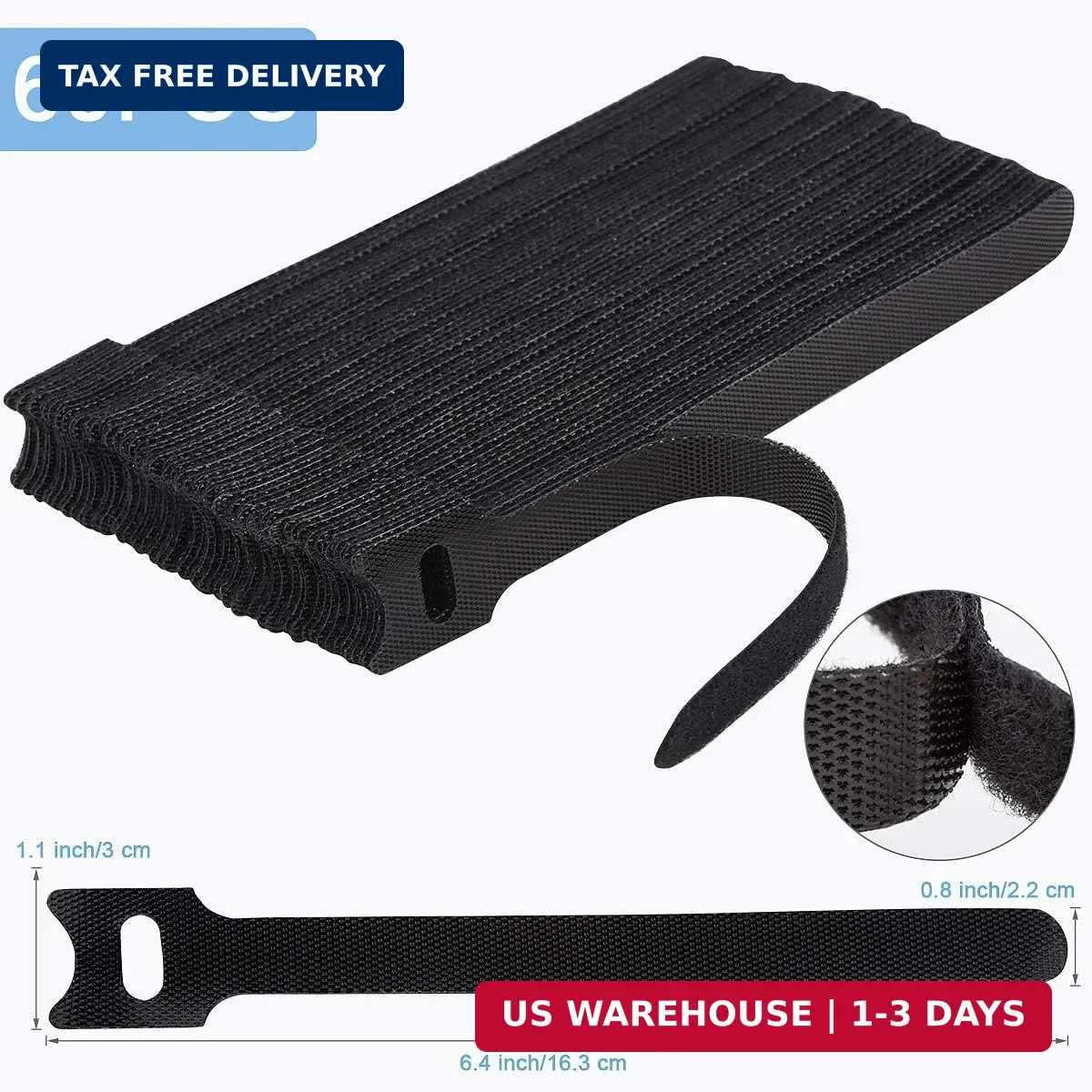Nettbe 60 PCS 6 Inches Reusable Cable Ties, Adjustable Cord Straps Wire Organize