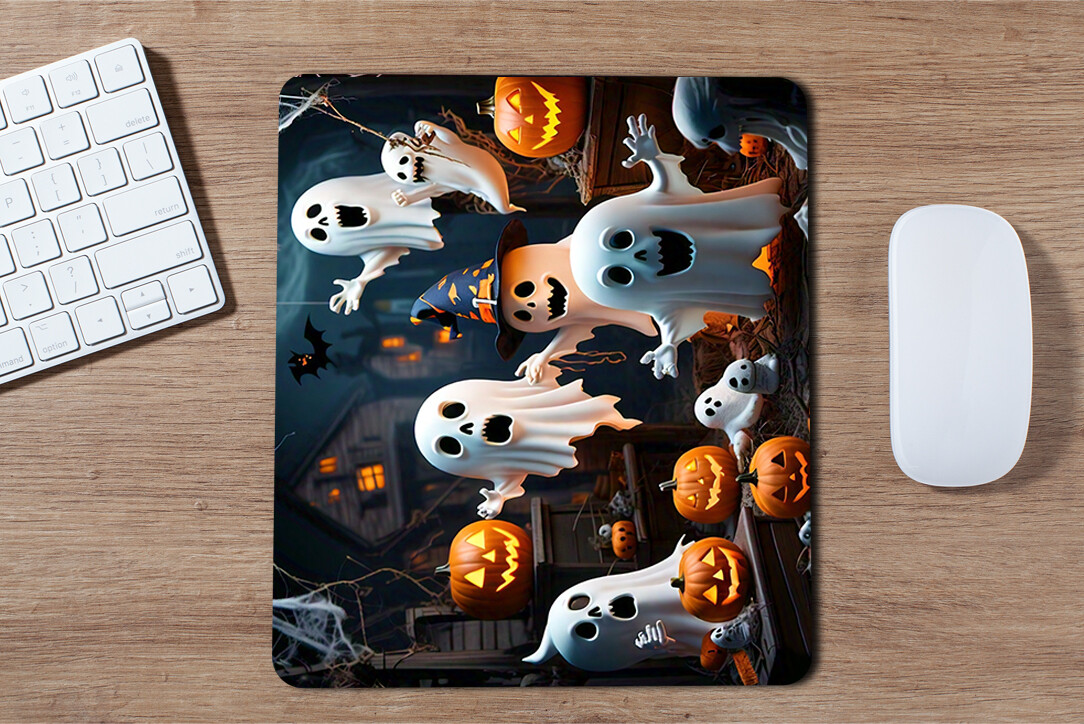 Happy Halloween Cute Ghost Skull Pumpkin Mouse Pad Gaming Mousepad Decor For PC