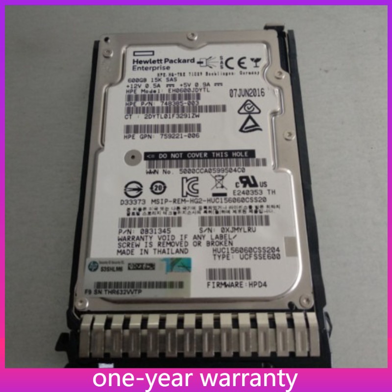 759212-B21 for HPE 759548-001 600GB SAS 15K 12G SFF 2.5" SC HDD Hard Disk Drive