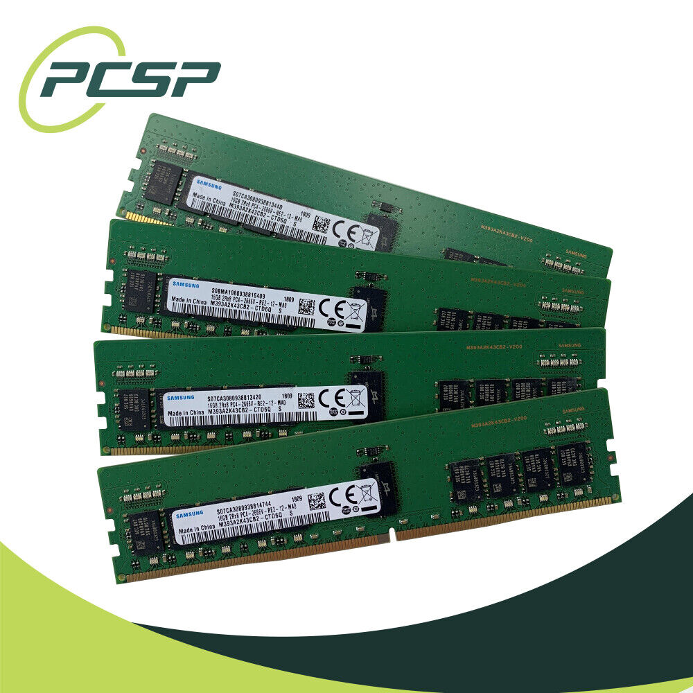 64GB RAM Kit - Samsung 4x16GB PC4 2666V-R 2Rx8 DDR4 ECC RAM M393A2K43CB2-CTD6Q