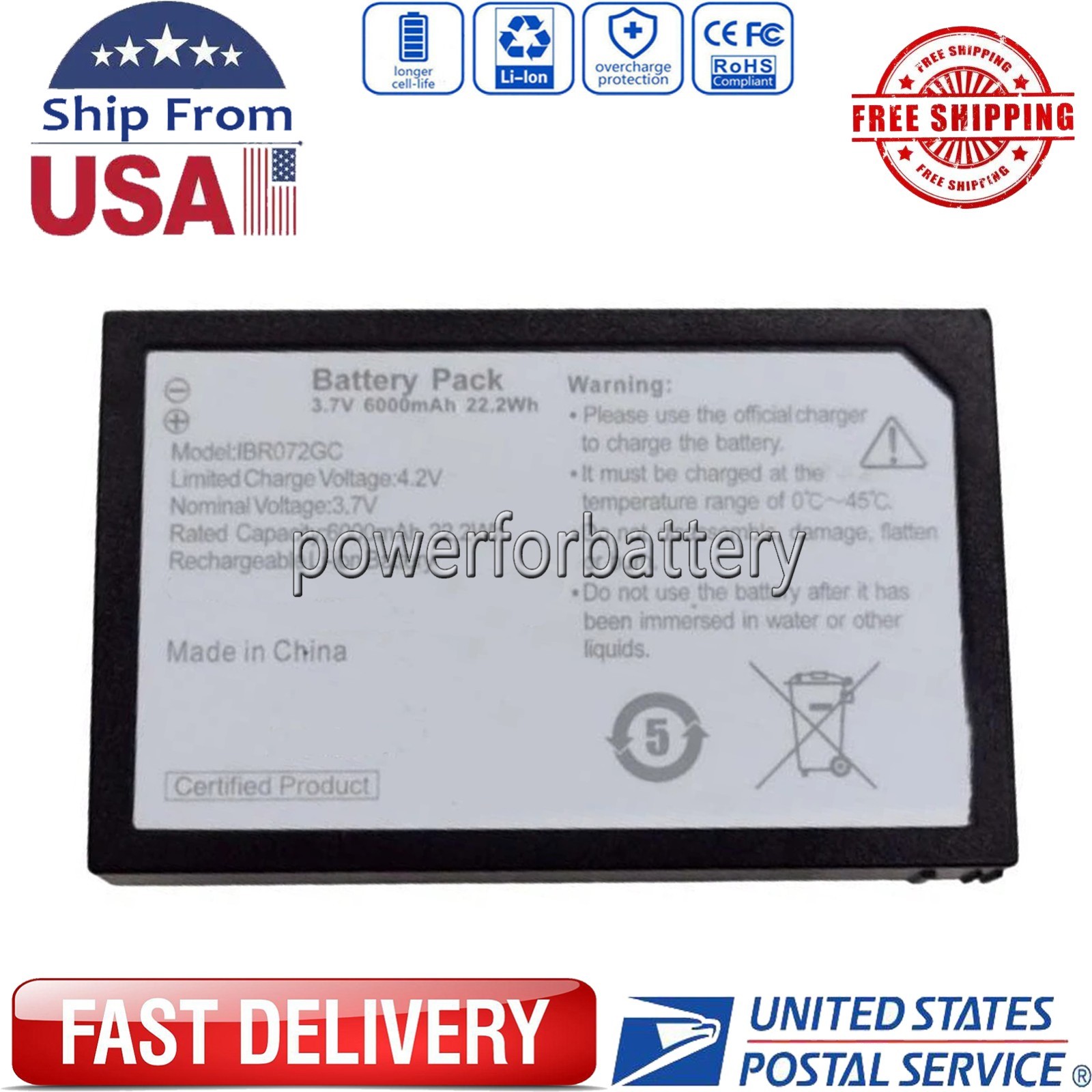 IBR072GA - New Battery for IES Kami IBR072GC AD201-1 3.7V / 6000mAh / 22.2Wh