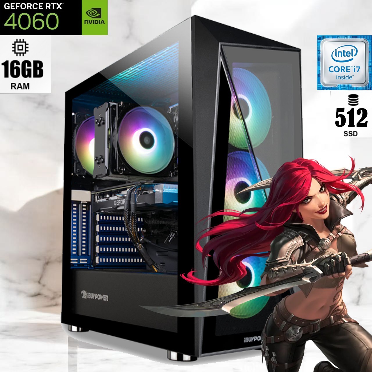 Custom Build ARGB Desktop i7 PC 32GB RAM 4TB SSD RTX 4060 Win11 GAMING READY