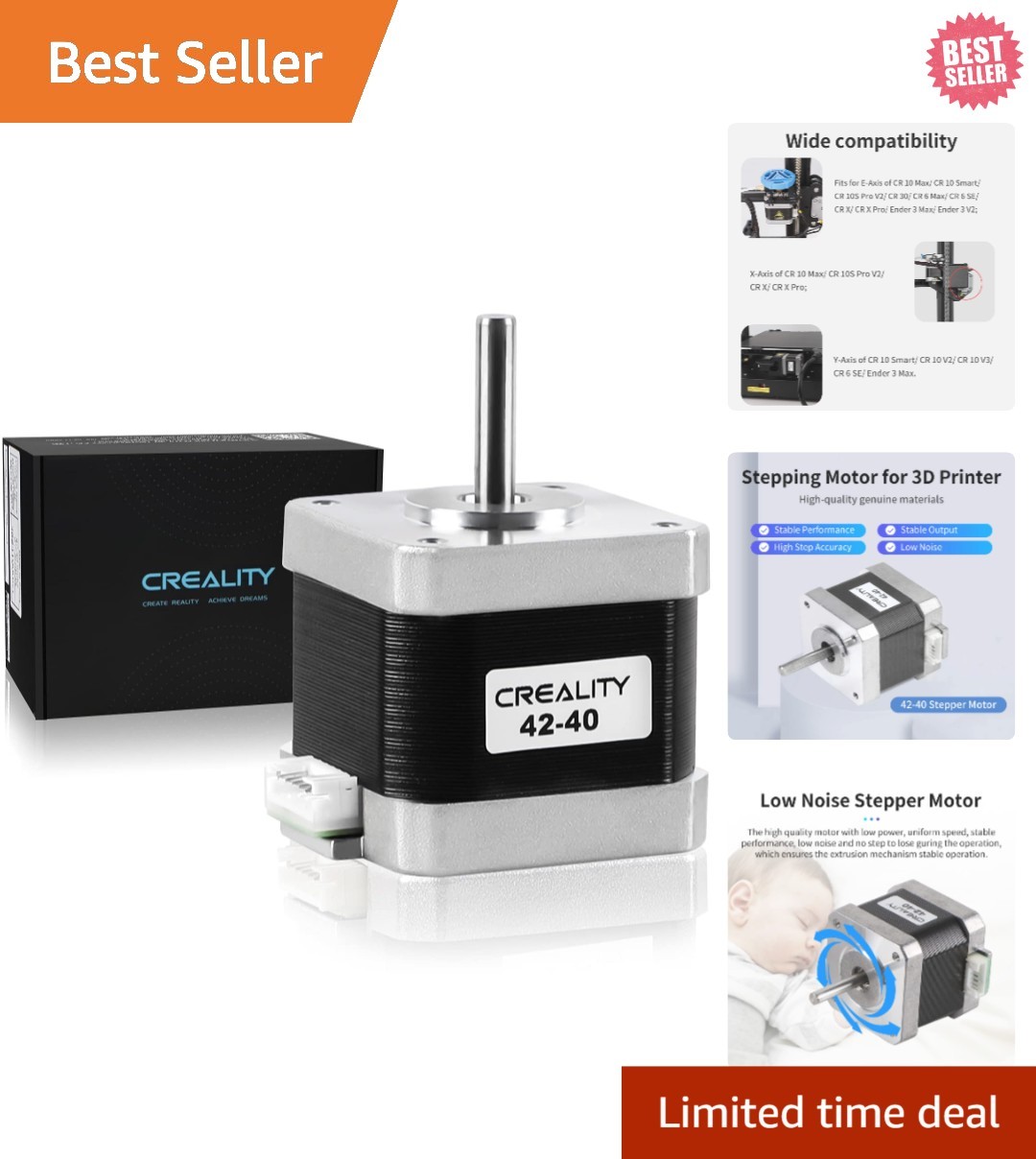 Efficient 42-40 Stepper Motor for CR-10 Series - 1.8° Step Angle, 0.4N.M Torque