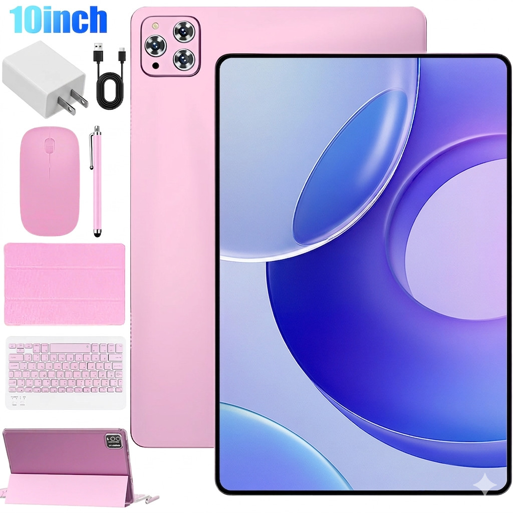 2026 WiFi Android Tablet PC 10.1'' Tab 4+64GB 5000mAh S-Pen Keyboard Case Bundle
